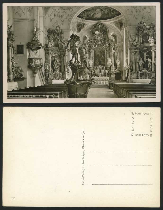 OBERAMMERGAU Kirchen Innere Chuch Interior Old Postcard