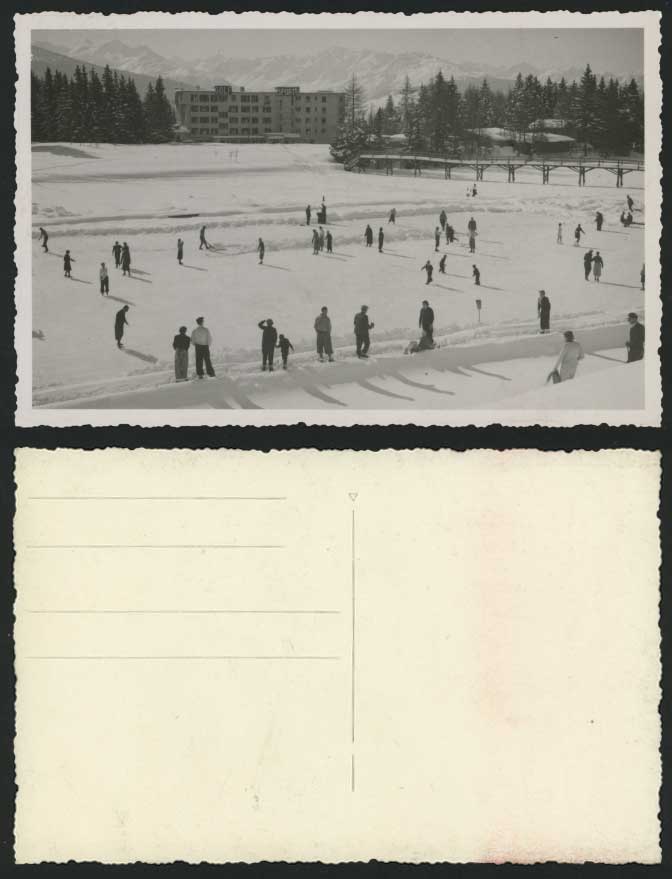 GOLF SPORT Ice Skating Winter Snowy Ground Old Postcard