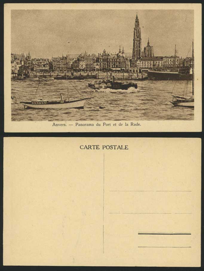 Belgium Antwerp Anvers Old Postcard Port de la Rade Paddle Steamer Boat Ship