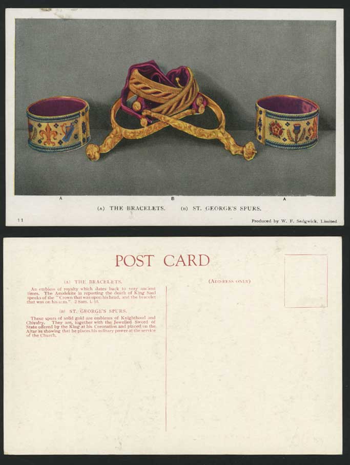 St George's Spurs Bracelets Royalty Emblem Old Postcard