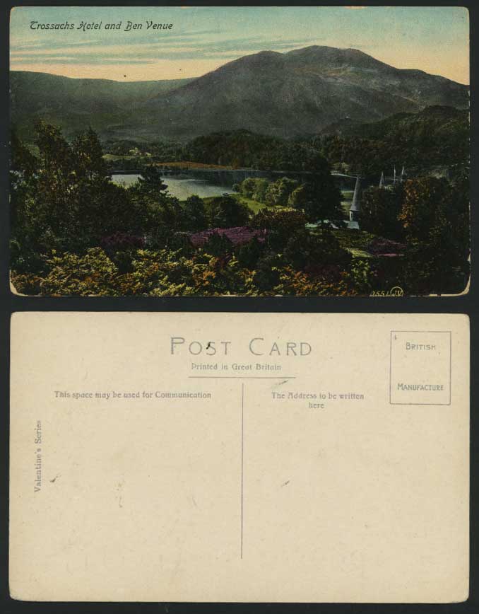 Trossachs Hotel & Ben Venue Lake, Panorama Old Postcard