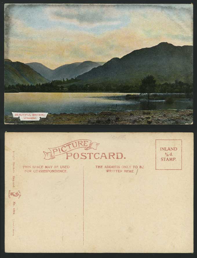 Ullswater Lake Mountains Beautiful Britain Old Postcard