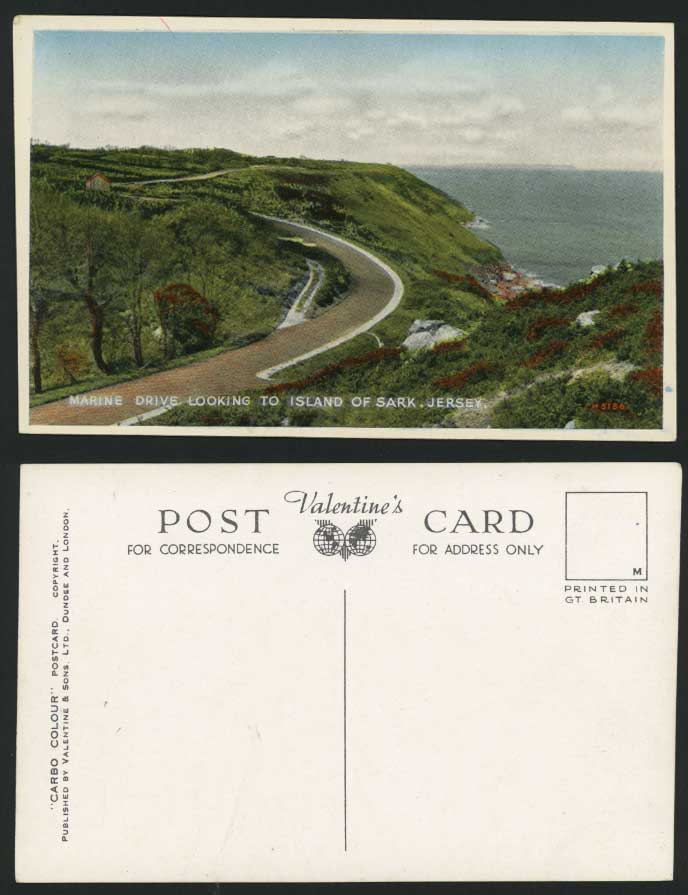 Jersey Marine Drive Looking Island of Sark Old Postcard