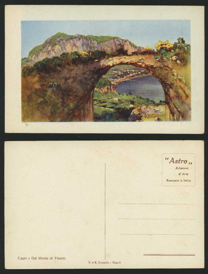 Italy Old ART Postcard CAPRI Dal Monte di Tiberio, Arch