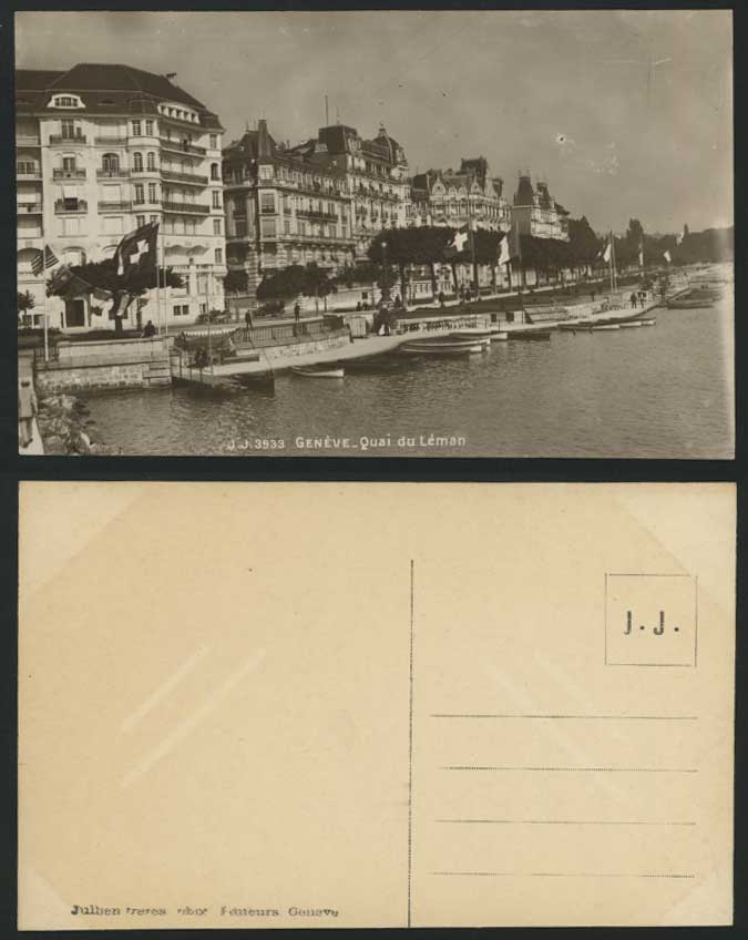 Swiss Old Postcard LAKE GENEVA Lac / Quay Quai du Leman
