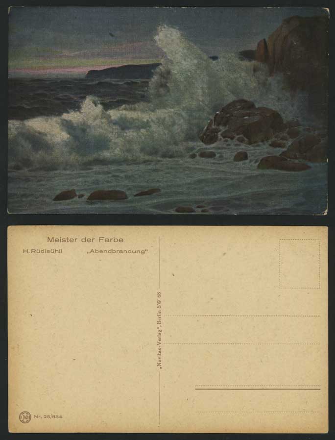 Meister der Farbe H Ruedisuehll Old Postcard ROUGH SEA