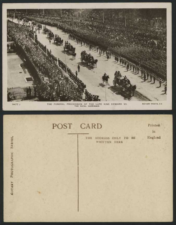 FUNERAL King Edward VII Royal Carriages Old RP Postcard