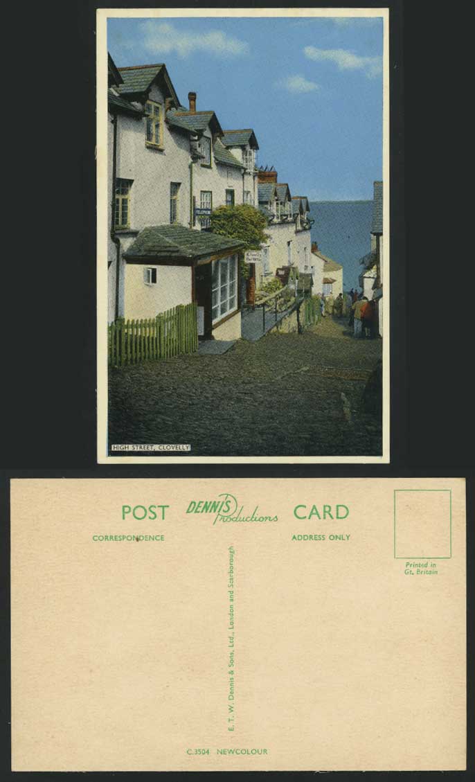 CLOVELLY Post Office High Street Telephone Old Postcard