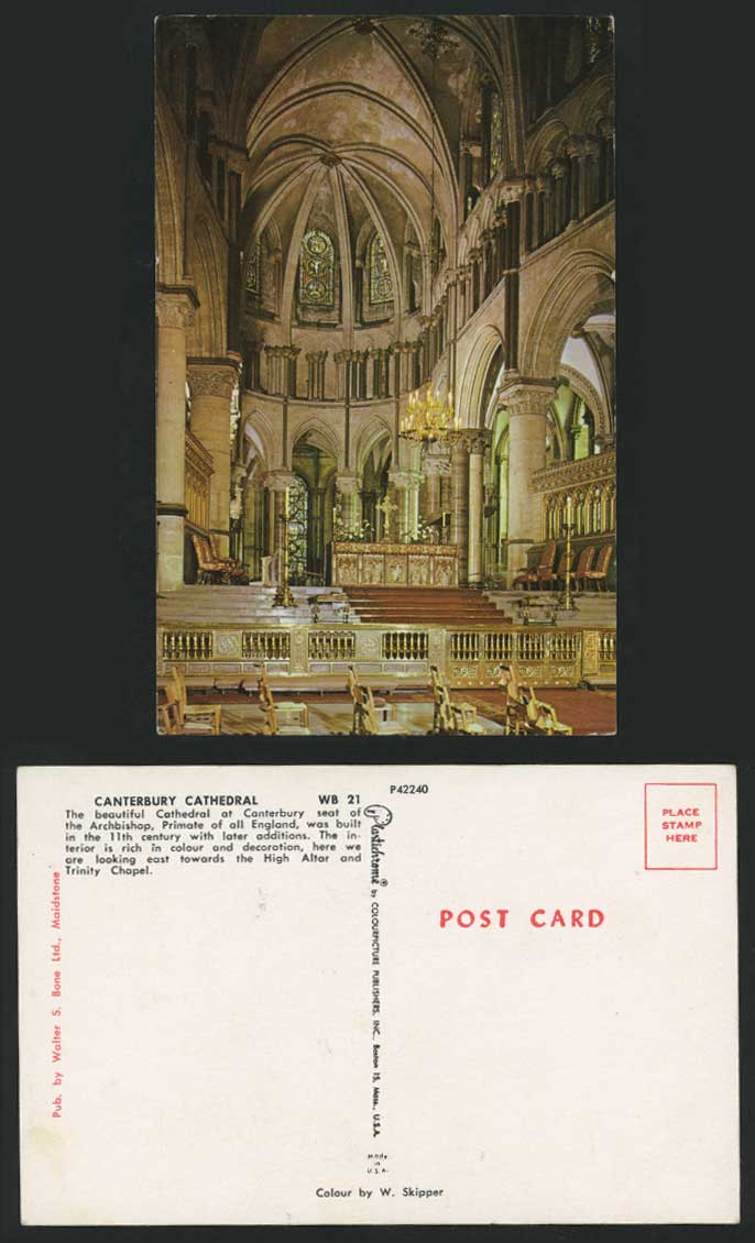 Canterbury Cathedral Seat Archbishop Alter Old Postcard