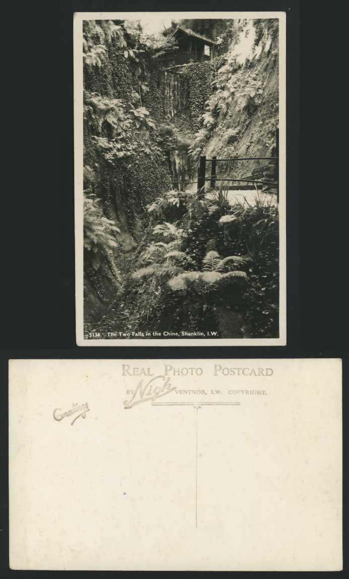 Isle of Wight Old Postcard The Two Falls in Chine, Shanklin I.W. Waterfalls 5136