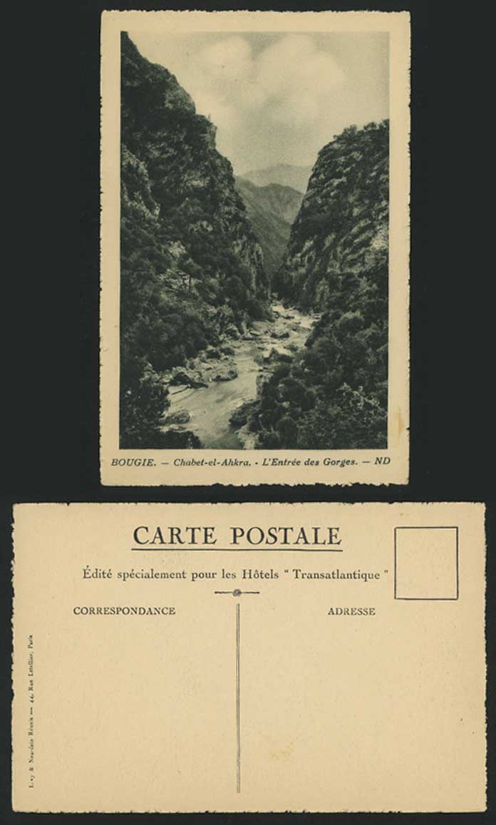 BOUGIE Old Postcard Chabet-el-Ahkra L'Entree des Gorges