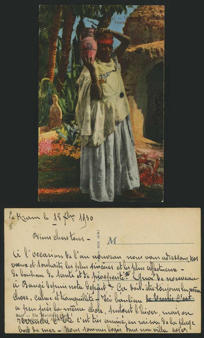 Algeria S 1930 Old Postcard Marabout Native Woman & Jar