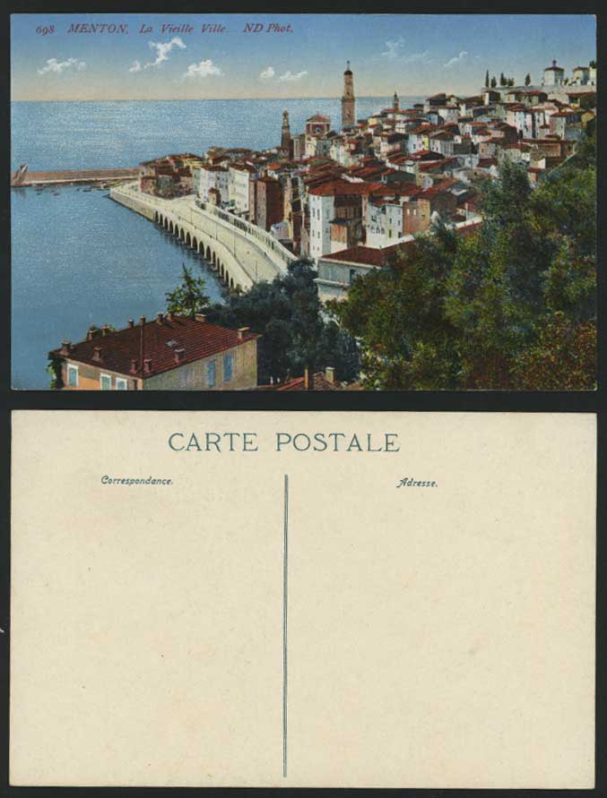 France Old Postcard MENTON - La Vieille Ville, Panorama