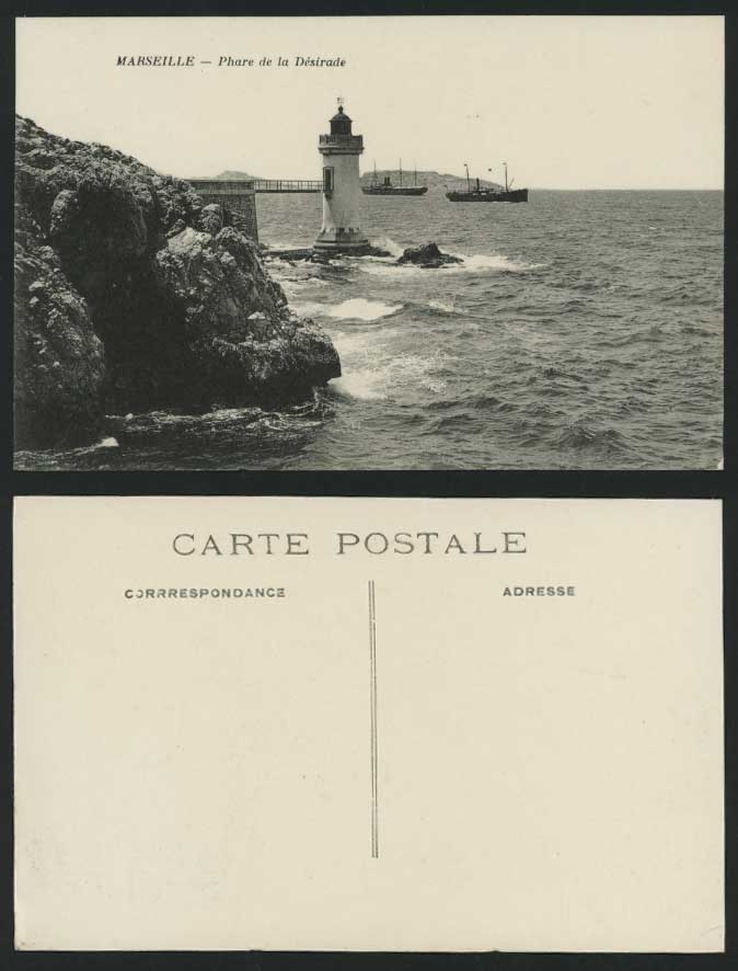 Marseilles Lighthouse Phare de la Desirade Old Postcard