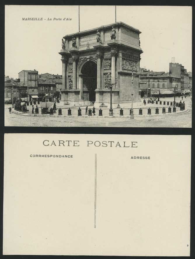 Marseille Old Postcard Porte d' Aix & Hotel de Pyrenees
