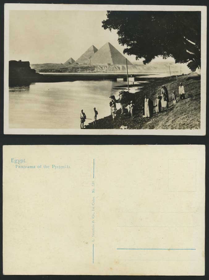 Egypt Old Postcard Cairo Camel Nil River Pyramids Gizeh
