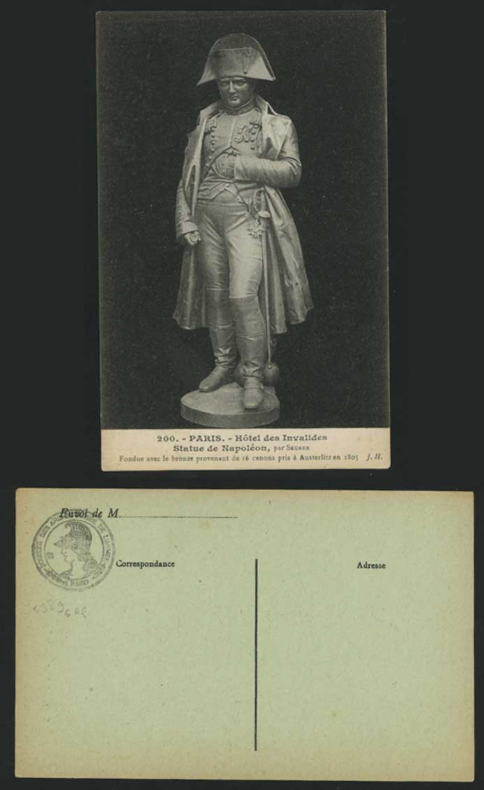 Napoleon Statue, Paris Hotel des Invalides Old Postcard