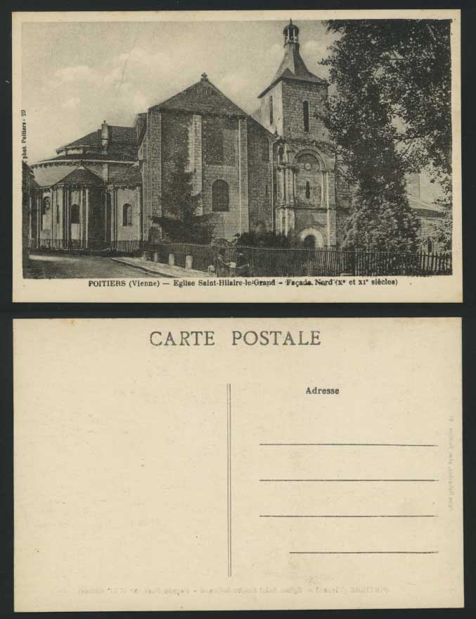 POITIERS Old Postcard Eglise saint-Hilaire-le-Grand N.