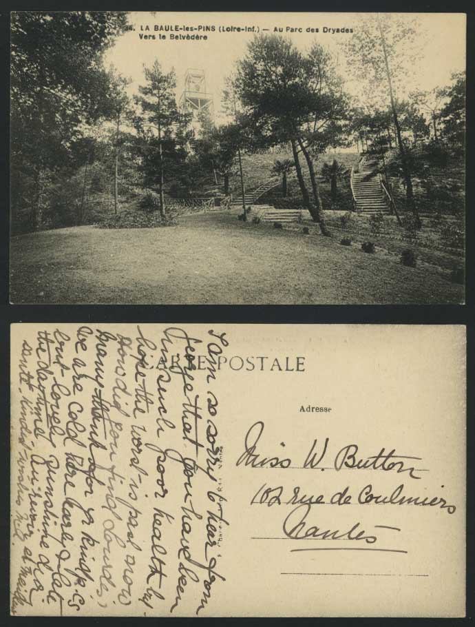 Baule-les-Pins Parc des Dryades Belevedere Old Postcard