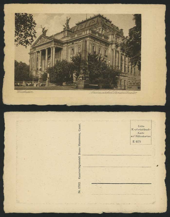 German Old Postcard Wisbaden Nassauischer Landestheater