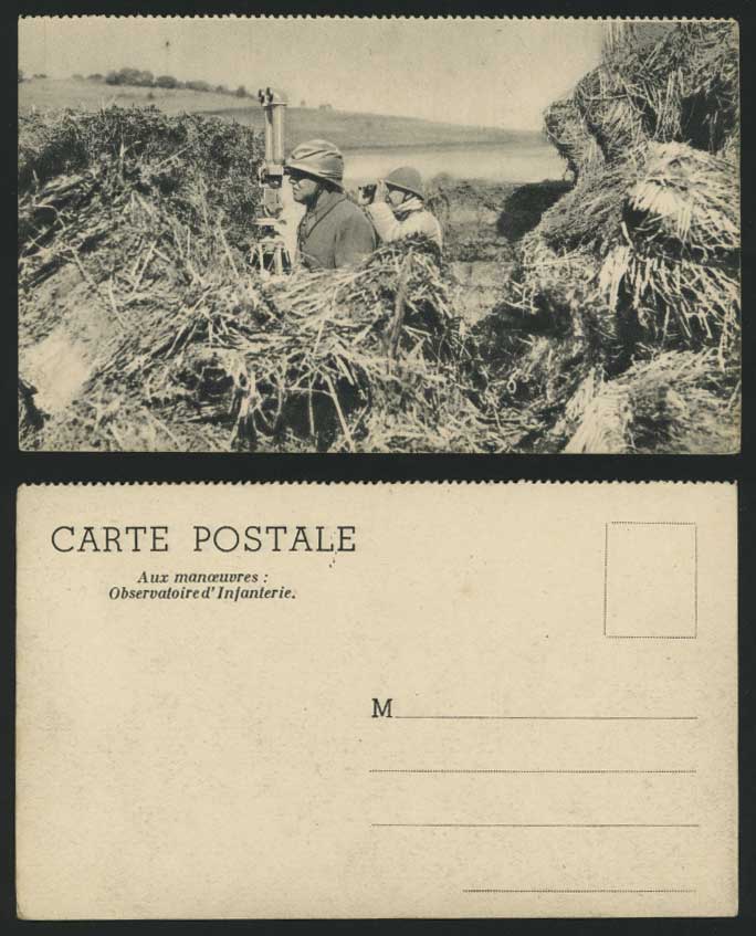 Aux Manoeuvres Observatoire d' Infanterie Old Postcard