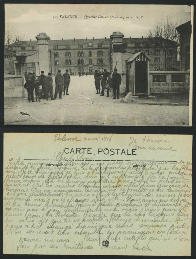 WW1, Valence Quartier Latour Maubourg 1916 Old Postcard