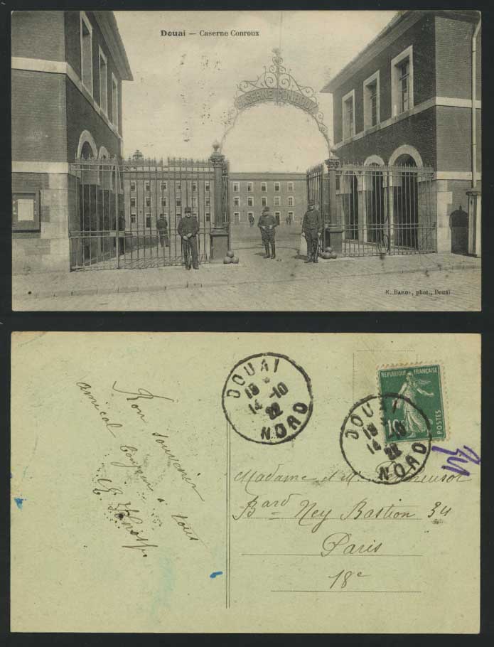France DOUAI Caserne Conroux Barracks 1922 Old Postcard