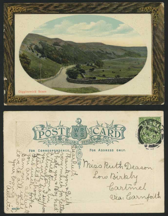 Giggleswick Scars - Settle, Yorkshire 1913 Old Postcard