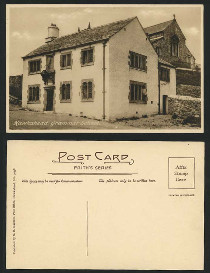 HAWKSHEAD, Grammar School, Cumbria Old Postcard Frith's