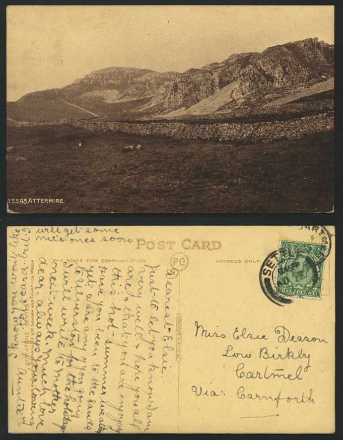 ATTERMIRE Scar near Settle, Yorkshire 1912 Old Postcard