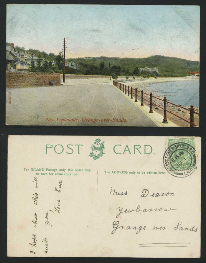 Grange-over-Sands New Esplanade 1905 Old Color Postcard