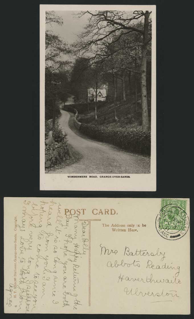 Grange-over-Sands, Windermere Road 1911 Old RP Postcard