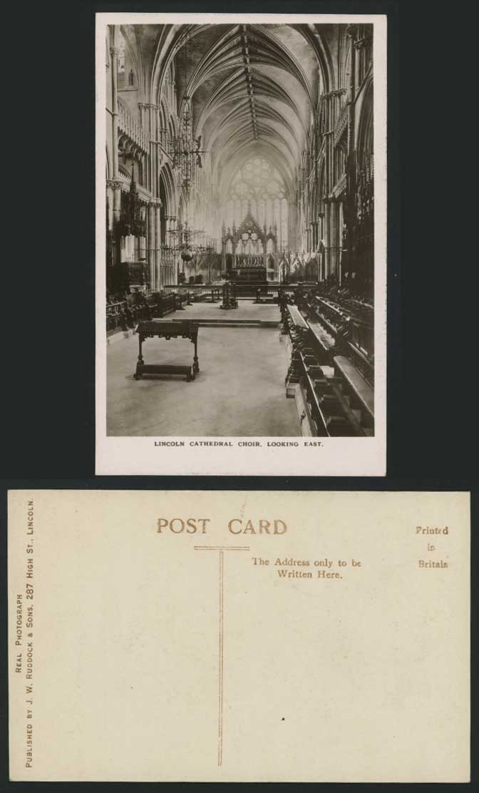Lincoln Cathedral, CHOIR Looking East Old R.P. Postcard