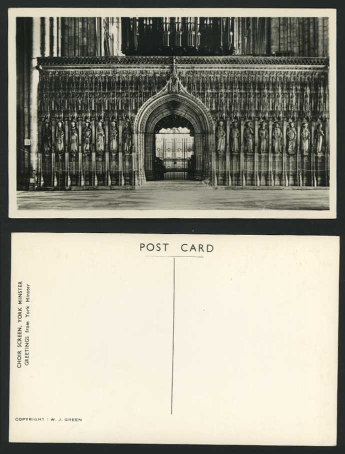 YORK MINSTER Choir Screen Pipe Organs Old R.P. Postcard