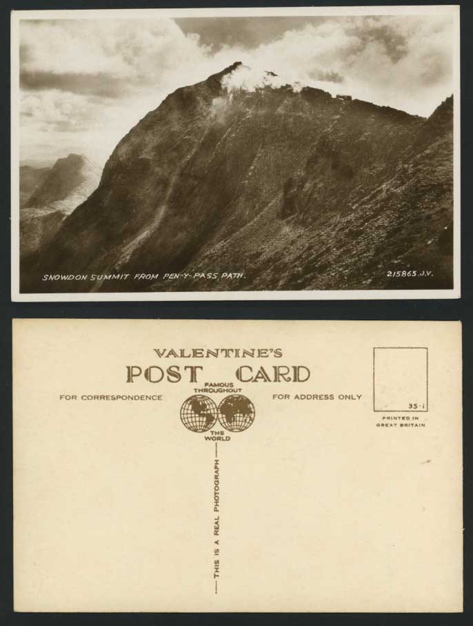 Snowdon Summit from Pen-y-Pass Path - Old R.P. Postcard