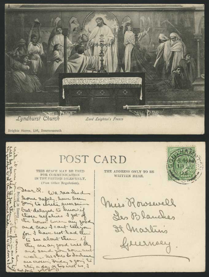 Lyndhurst Church Lord Leighton Fresco 1905 Old Postcard