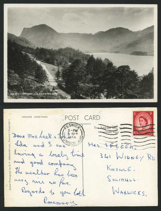 Buttermere & Honister Crag, Lake 1958 Old R.P. Postcard