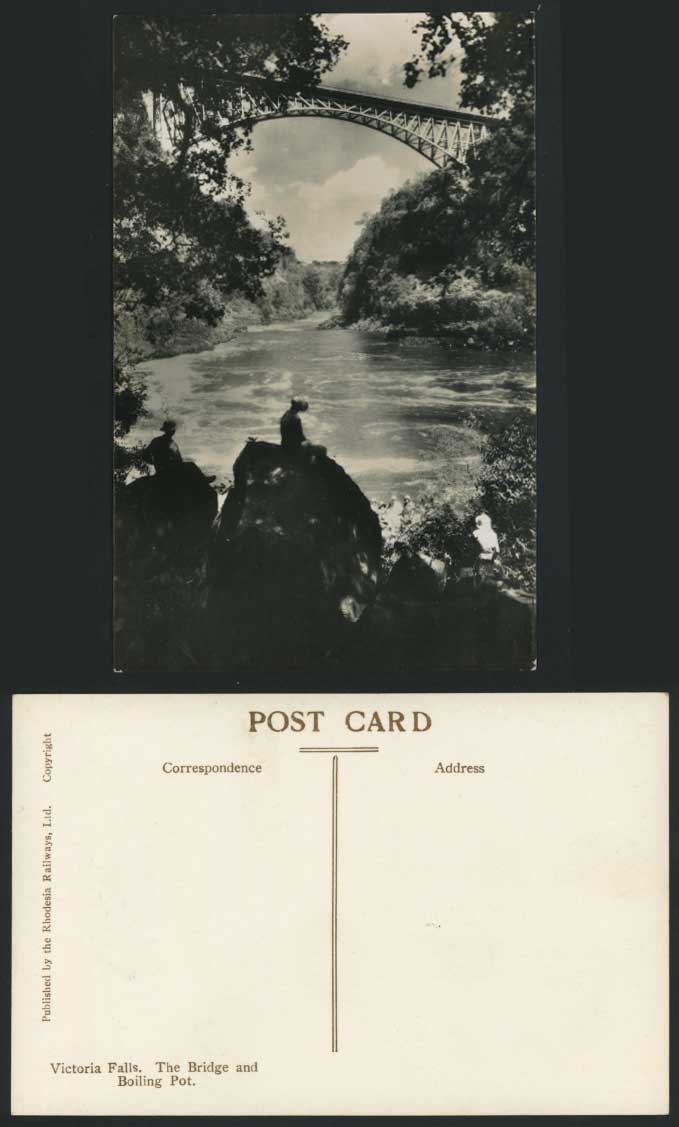 Rhodesia Old Real Photo Postcard Victoria Falls Bridge Boiling Pot