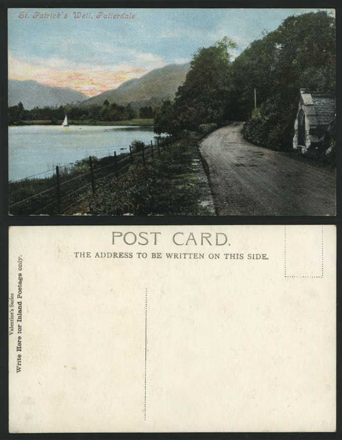 St. Patricks Well PATTERDALE Lake Ullswater Old Colour Postcard Sailing Boat