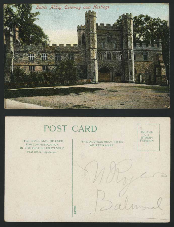 BATTLE ABBEY Gateway Gate Hastings, Sussex Old Postcard