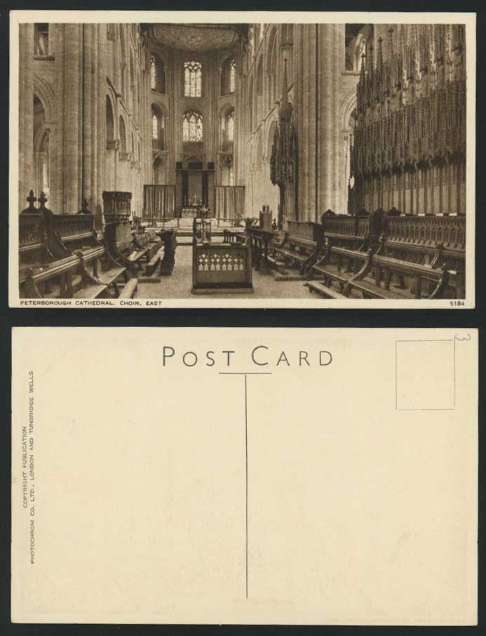 PETERBOROUGH CATHEDRAL Interior CHOIR EAST Old Postcard