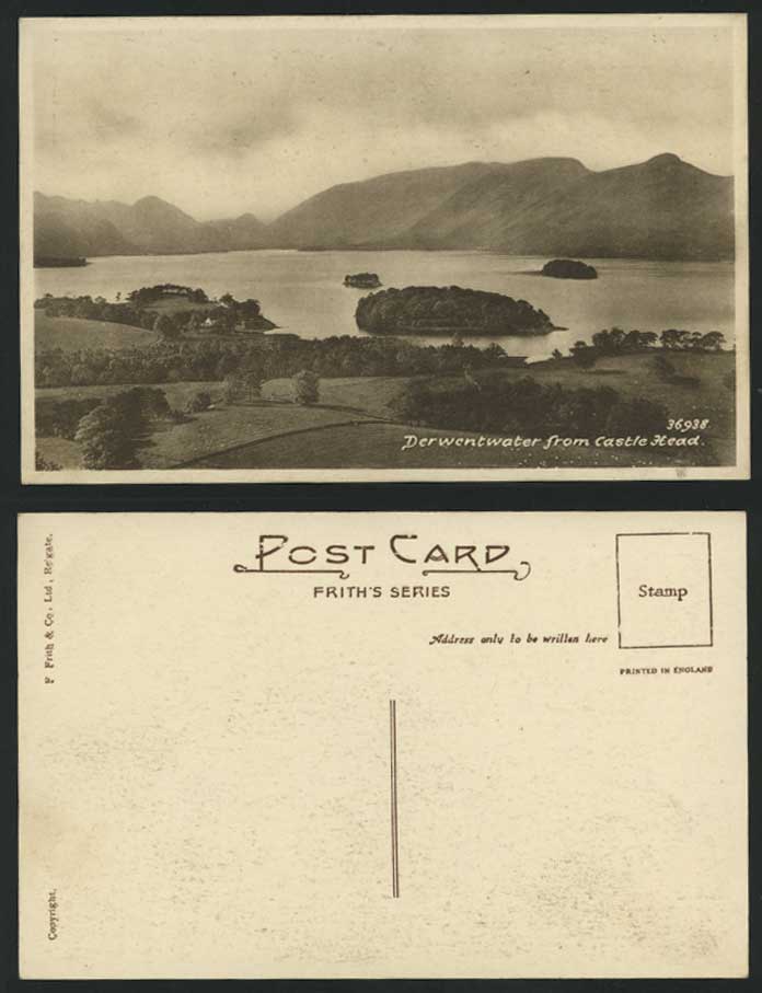 Derwentwater Lake from Castle Head Old Postcard Frith's