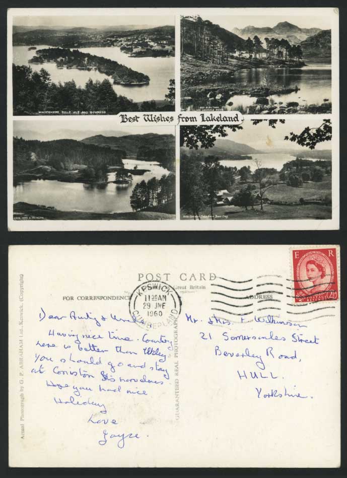 Lakeland 1960 Postcard Helyellyn Blea Tarn Langdale Pks
