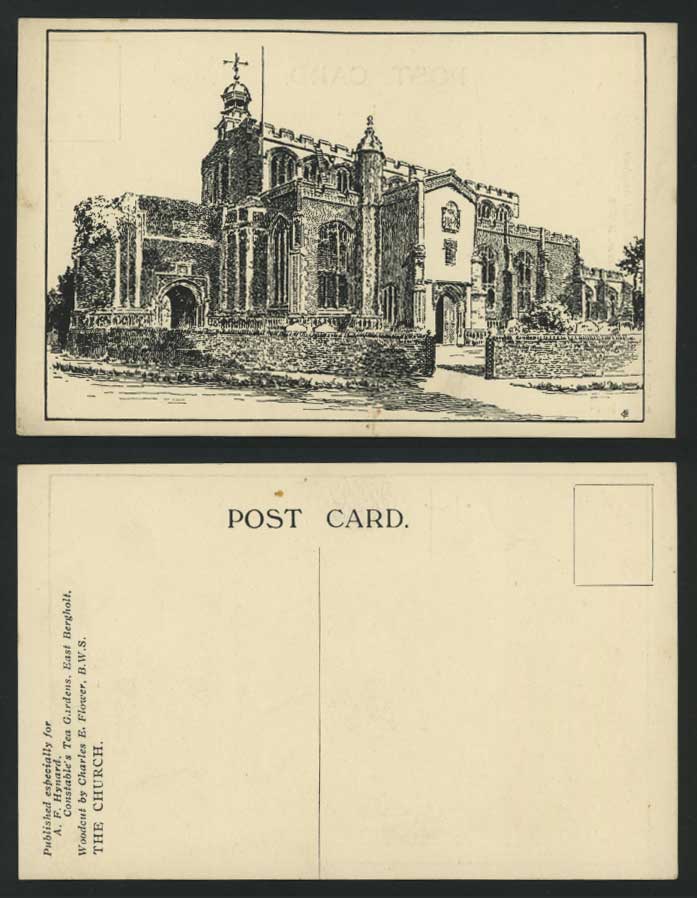 Charles E. Flower THE CHURCH Old Postcard East Bergholt