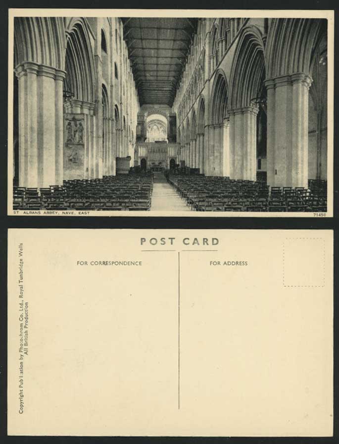 Hertfordshire Old Postcard ST. ALBANS ABBEY, NAVE, EAST