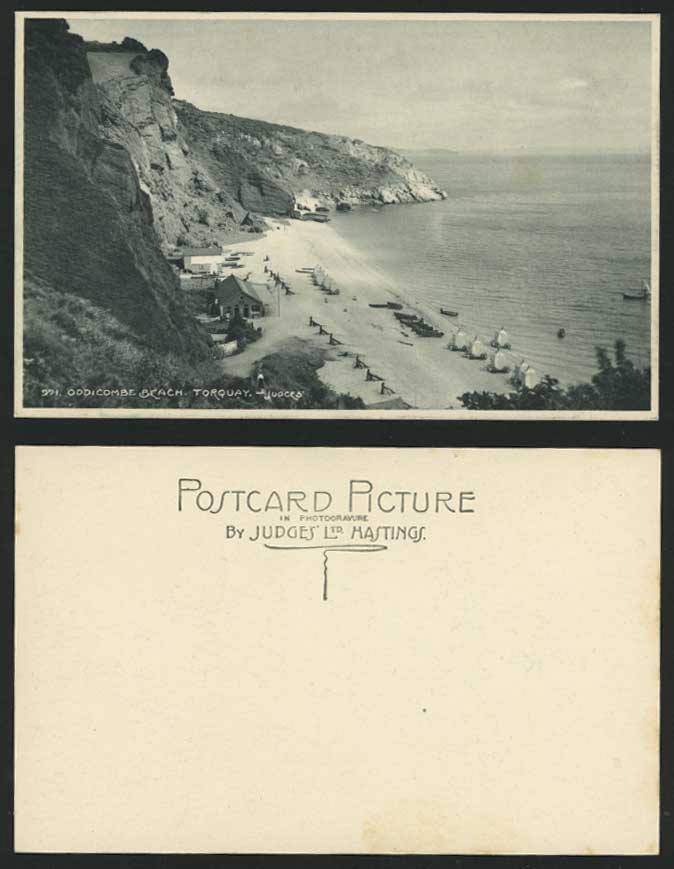 ODDICOMBE BEACH - Torquay Old Postcard Bathing Machines