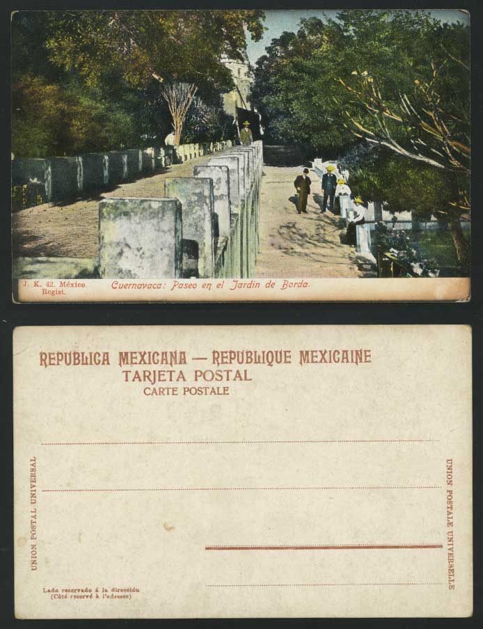 Mexico Old Colour Postcard CUERNAVACA Paseo en Jardin de Borda Garden Gardens