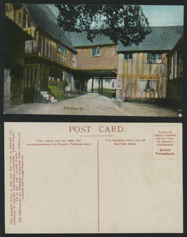 Kent Old Color Postcard PENSHURST Tudor House Sevenoaks