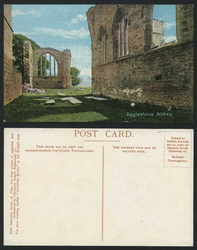 EGGLESTONE ABBEY The Ruins - Durham Old Colour Postcard