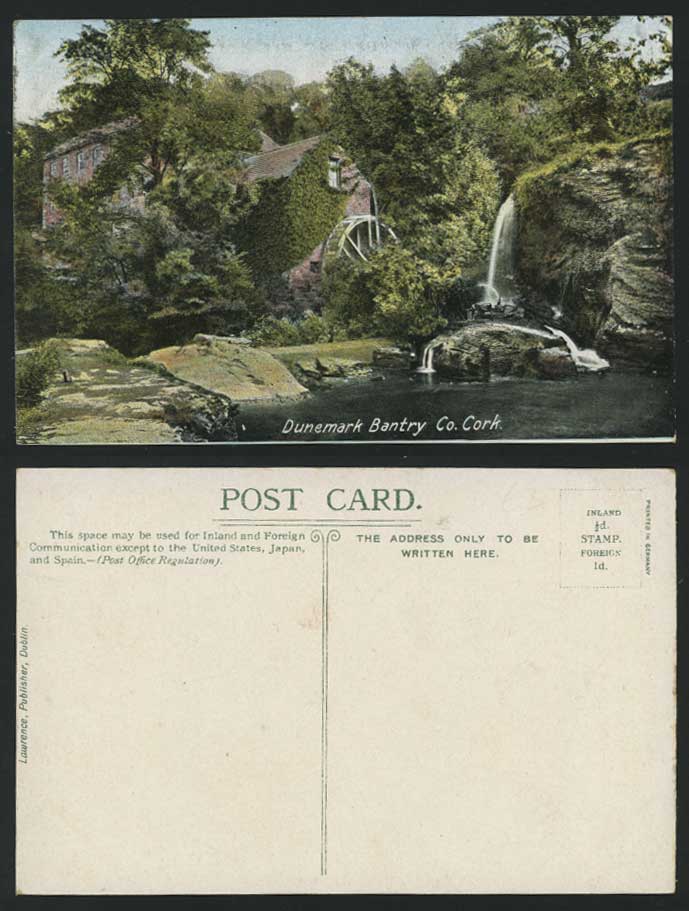 Ireland Old Postcard Co Cork Dunemark Bantry Mill WHEEL